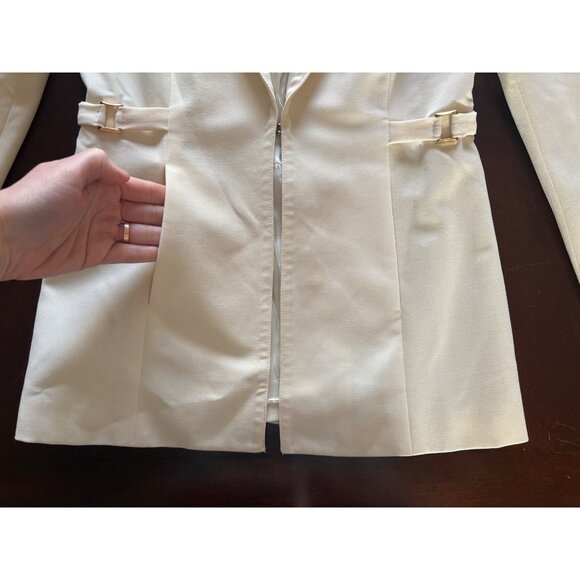 Vintage Y2K 2000s Bebe Off White Ivory Tailored Wool Blazer Size 6 - Picture 9 of 13